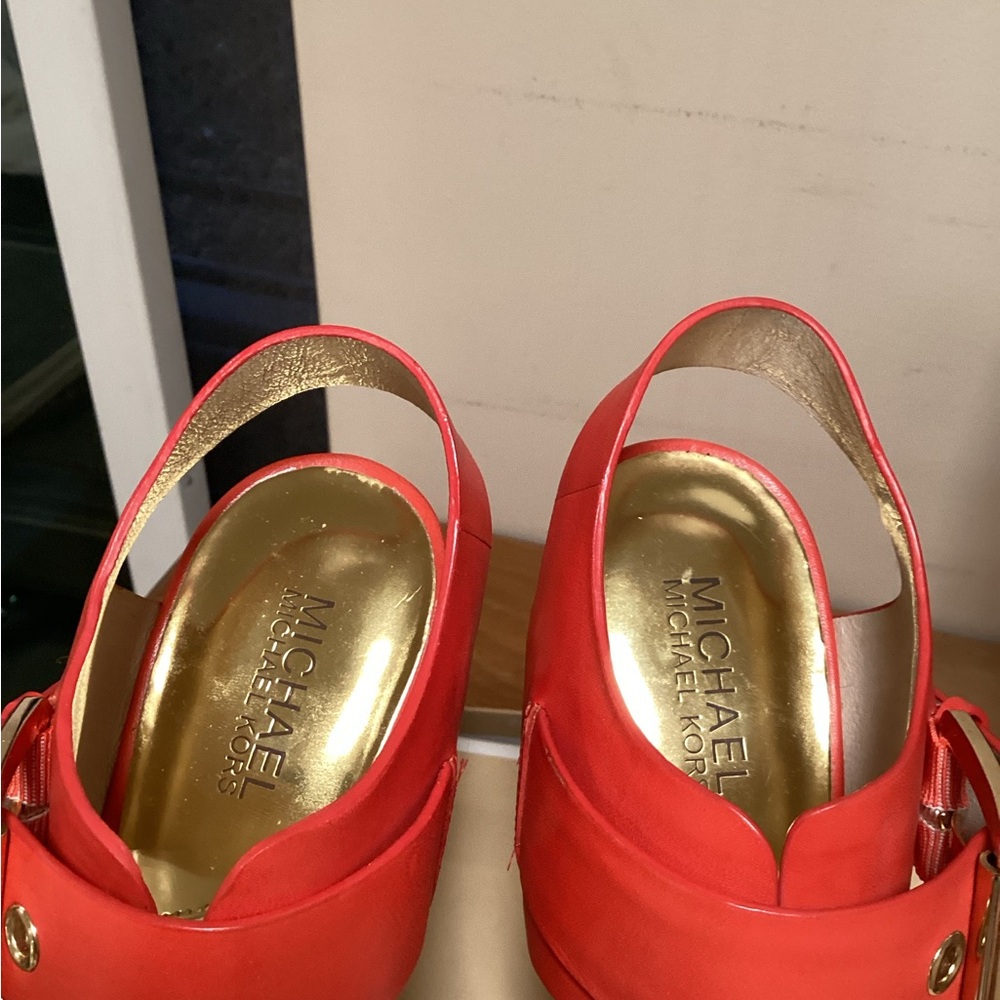 Michael Kors Becca Leather Platform Sandel in Mandarin 9M - Picture 6 of 12
